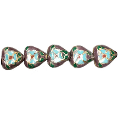 CLOISONNE HEART 10MM PURPLE